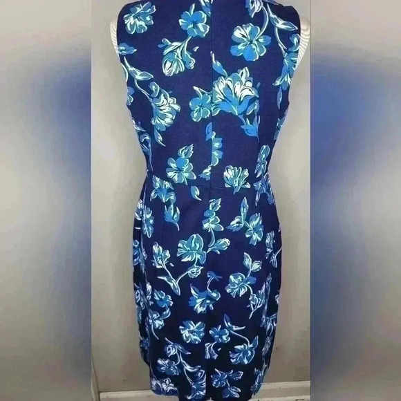 Lands End Women's Sleeveless Ponte Sheath Dress Deep Sea Floral New NWT Size 10 - Picture 3 of 9